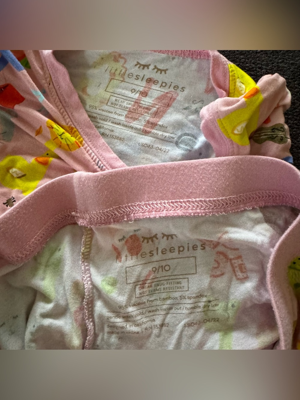 Little Sleepies Bamboo Pink Alphabet Animal Friend Pajama Long Sleeve 9/10 - Picture 4 of 4